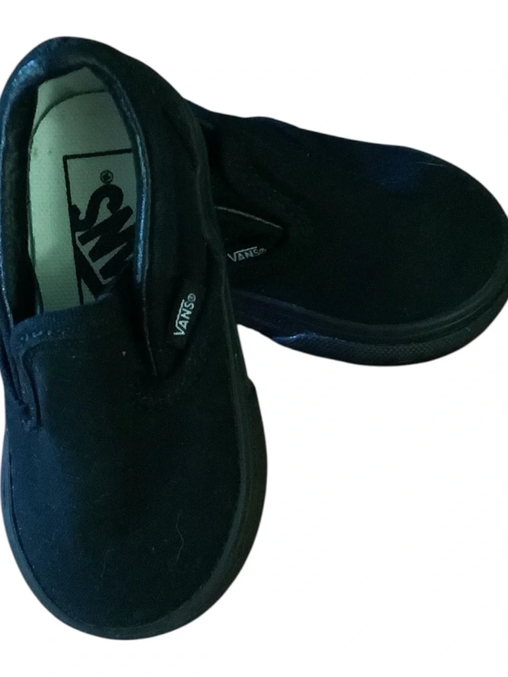 Vans Toddler Classic Slip-On Shoes – Black on Black – Size 4